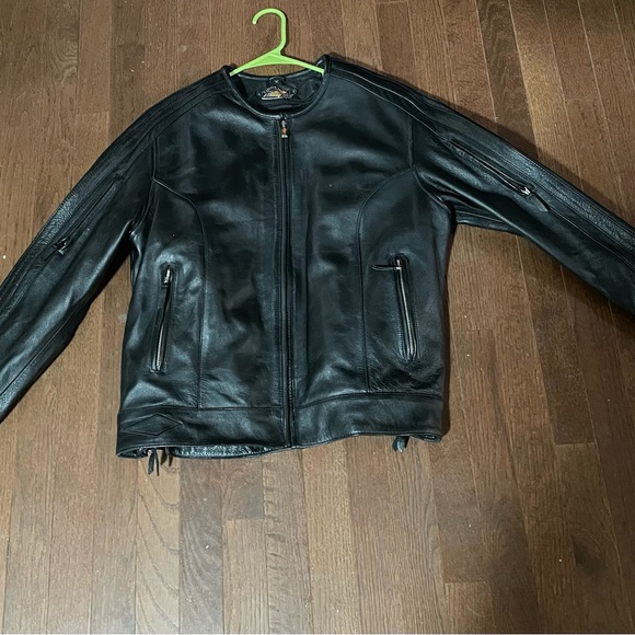 Power Trip Men’s Leather Motorcycle Jacket w/ Liner sz XL - Picture 7 of 11